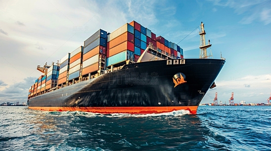 货船海上航行 集装箱物流的高清图景